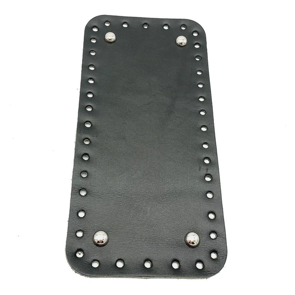 Çanta Aksesuar Gerçek Deri Siyah 25X12 cm Dikdörtgen Gümüş Metalli Çanta Tabanı ürün görseli 1