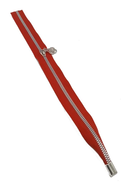 Çanta Aksesuar Tek Stoplu 45 Cm Fermuar Gümüş Metal Kırmızı Renk ürün görseli 1