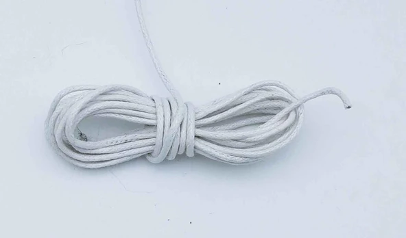 Çanta Aksesuar Beyaz Renk Mumlu Koton İp 5 Metre ürün görseli 1