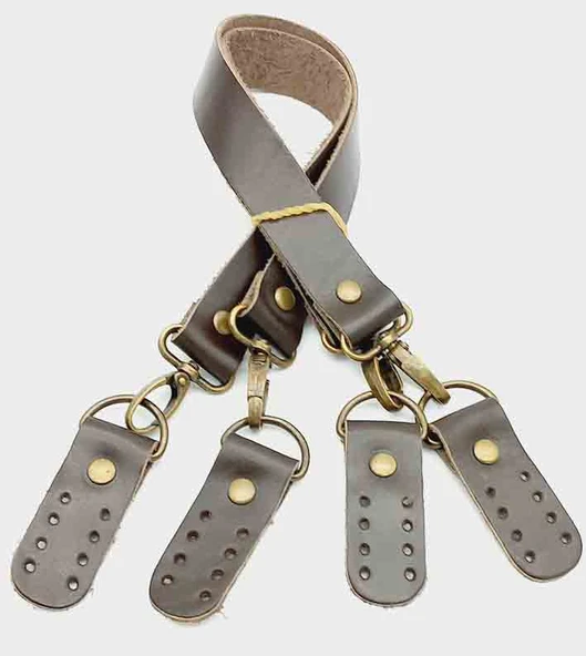 Çanta Aksesuar Gerçek Deri 55 Cm Koyu Kahve Renk Çift Sap Misu Model (Antik Metal) ürün görseli 1