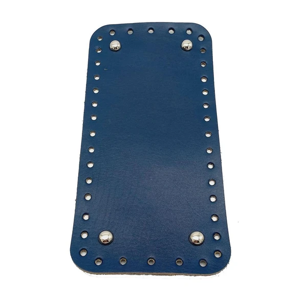 Çanta Aksesuar Gerçek Deri Lacivert 25X12 cm Dikdörtgen Gümüş Metalli Çanta Tabanı ürün görseli 1