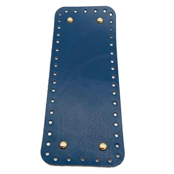 Çanta Aksesuar Gerçek Deri Lacivert 30X12 cm Dikdörtgen Light Gold Metalli Çanta Tabanı ürün görseli 1