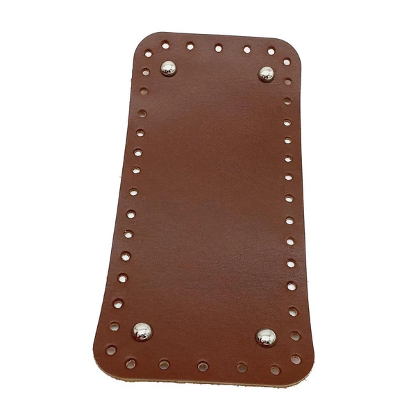 Çanta Aksesuar Gerçek Deri Kızıl Kahve 25X12 cm Dikdörtgen Gümüş Metalli Çanta Tabanı ürün görseli 1