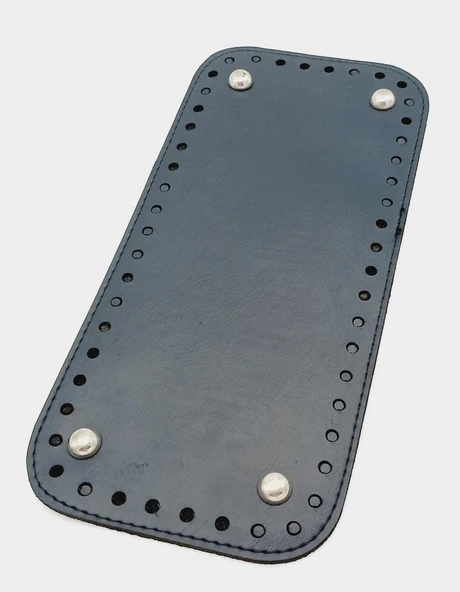 Çanta Aksesuar Suni Deri Lacivert Renk 25X12 cm Dikdörtgen Çanta Tabanı (Gümüş Aparatlı) ürün görseli 1