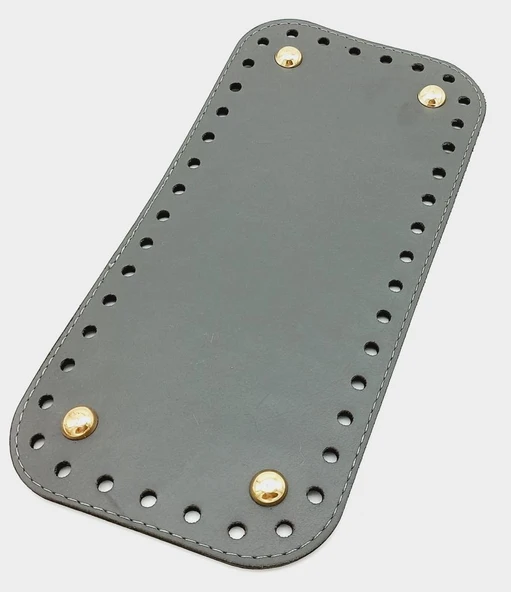 Çanta Aksesuar Suni Deri Gri Renk 25X12 cm Dikdörtgen Çanta Tabanı (Light Gold Aparatlı) ürün görseli 1