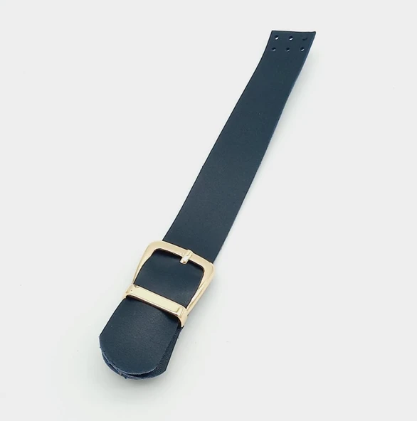 Çanta Aksesuar Tek Kat 18 Cm Suni Deri Lacivert Kapak Light Gold Metal ürün görseli 1