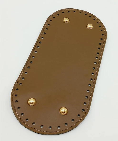 Çanta Aksesuar Suni Deri Vizon Renk 25X12 cm Oval Çanta Tabanı (Light Gold Aparatlı) ürün görseli 1