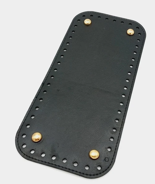 Çanta Aksesuar Suni Deri Siyah Renk 25X12 cm Dikdörtgen Çanta Tabanı (Light Gold Aparatlı) ürün görseli 1