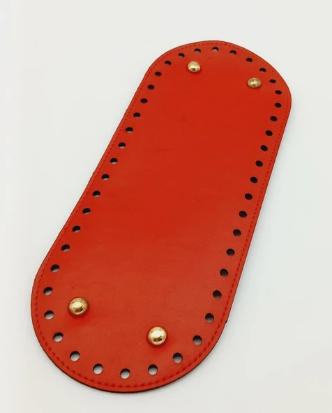 Çanta Aksesuar Suni Deri Kırmızı Renk 30X12 cm Oval Çanta Tabanı (Light Gold Aparatlı) ürün görseli 1