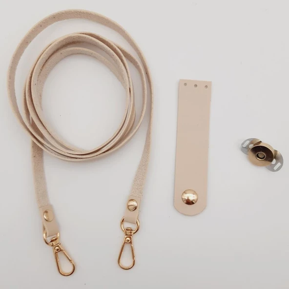 Çanta Aksesuar Suni Deri Krem Cep Telefonu Seti Light Gold Metalli ürün görseli 1