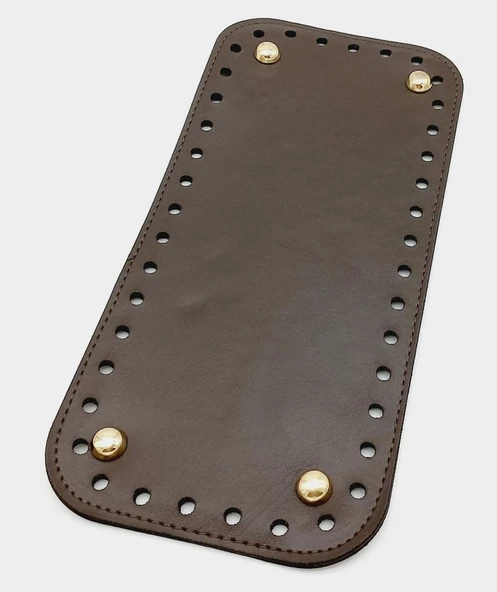 Çanta Aksesuar Suni Deri Kahverengi 25X12 cm Dikdörtgen Çanta Tabanı (Light Gold Aparatlı) ürün görseli 1