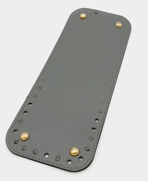 Çanta Aksesuar Suni Deri Gri Renk 30X12 cm Dikdörtgen Çanta Tabanı (Light Gold Aparatlı) ürün görseli 1