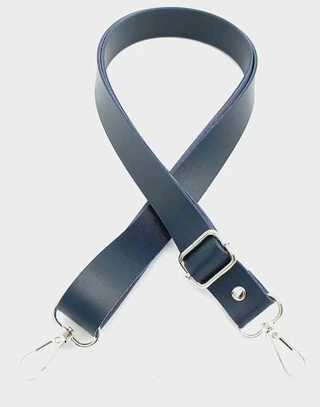 Çanta Aksesuar Suni Deri Ayarlı Çanta Sapı 120X2.4 Cm Lacivert Gümüş Metal ürün görseli 1