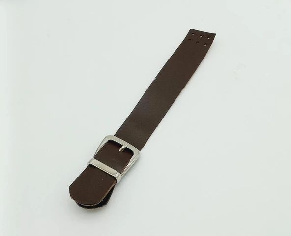 Çanta Aksesuar Tek Kat 18 Cm Suni Deri Kahverengi Kapak Gümüş Metal ürün görseli 1