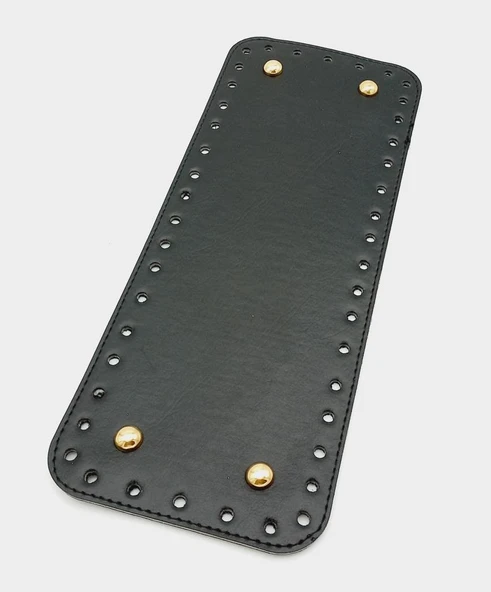 Çanta Aksesuar Suni Deri Siyah Renk 30X12 cm Dikdörtgen Çanta Tabanı (Light Gold Aparatlı) ürün görseli 1