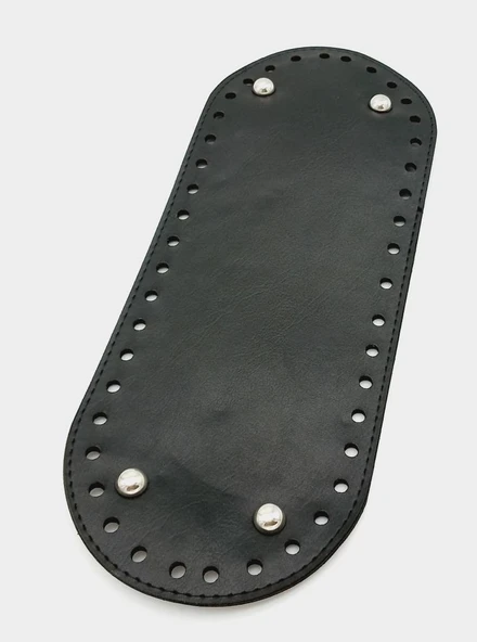 Çanta Aksesuar Suni Deri Siyah Renk 30X12 cm Oval Çanta Tabanı (Gümüş Aparatlı) ürün görseli 1