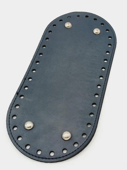 Çanta Aksesuar Suni Deri Lacivert Renk 25X12 cm Oval Çanta Tabanı (Gümüş Aparatlı) ürün görseli 1