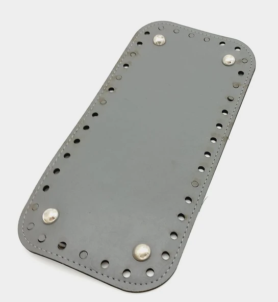 Çanta Aksesuar Suni Deri Gri Renk 25X12 cm Dikdörtgen Çanta Tabanı (Gümüş Aparatlı) ürün görseli 1
