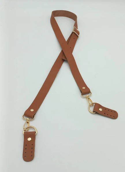 Çanta Aksesuar Gerçek Deri Ayarlı Uzun Sap 2.3X130 Taba Light Gold Metalli ürün görseli 1