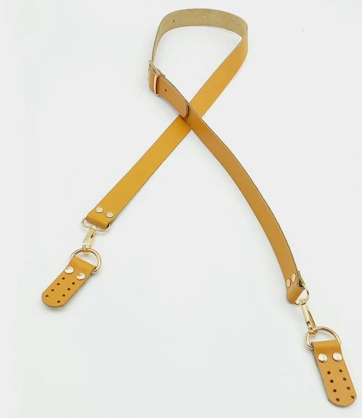 Çanta Aksesuar Gerçek Deri Ayarlı Uzun Sap 2.3X130 Hardal Light Gold Metalli ürün görseli 1