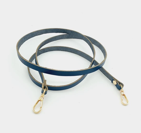 Çanta Aksesuar Gerçek Deri Spagetti Model Lacivert Light Gold Metal Çanta Sapı ürün görseli 1
