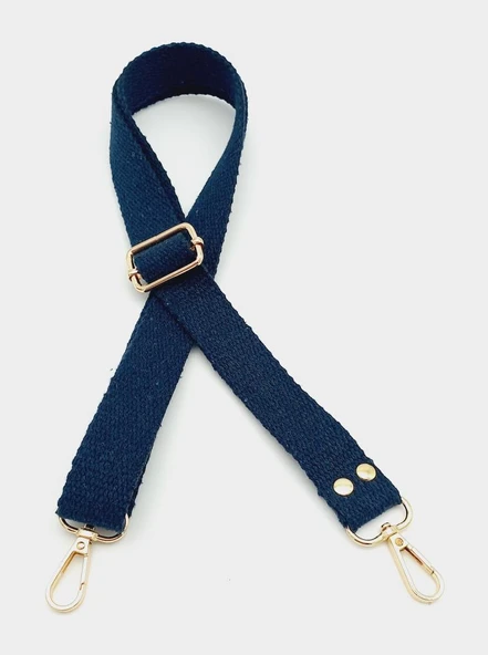 Çanta Aksesuar Pamuklu Kolon 120X3 Cm Lacivert Light Gold Metalli ürün görseli 1