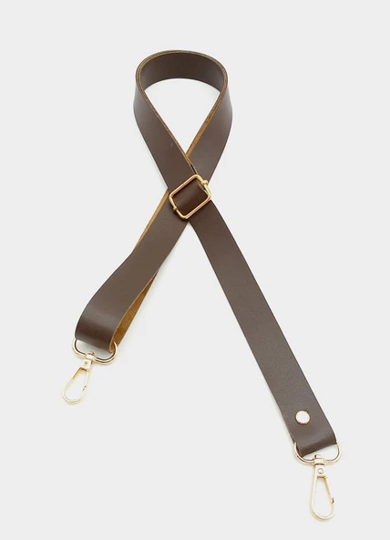 Çanta Aksesuar Suni Deri Ayarlı Çanta Sapı 120X2.4 Cm Kahverengi Light Gold Metal ürün görseli 1