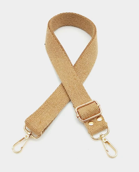 Çanta Aksesuar Pamuklu Kolon 120X3 Cm Koyu Sütlü Kahve Light Gold Metalli ürün görseli 1