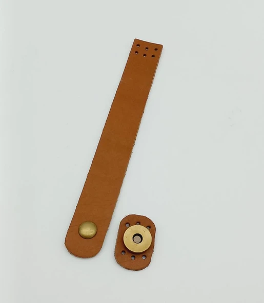 Çanta Aksesuar 18x2,3 cm Taba Gerçek Deri Düz Çanta Kapağı Antik Metalli ürün görseli 1