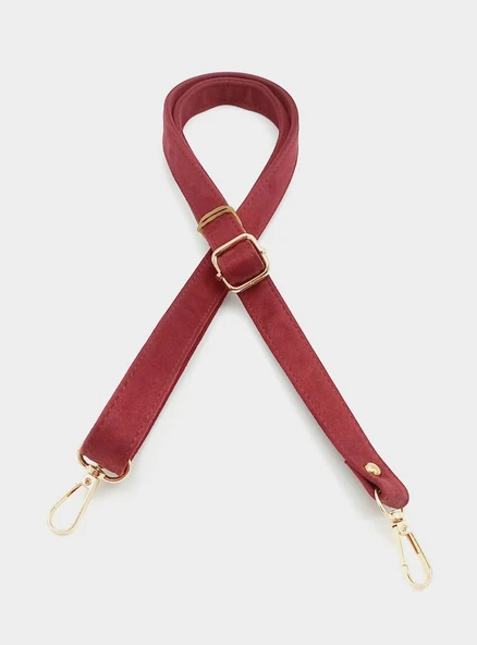 Çanta Aksesuar Süet Nubuk Bordo 140X2 Cm Çanta Sapı Sürgütlü Light Gold Metal ürün görseli 1