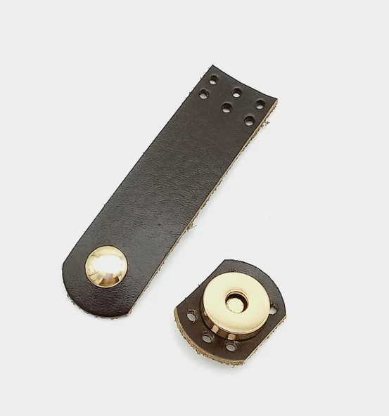 Çanta Aksesuar Gerçek Deri Kahverengi Mini Kapak 8X2,3 Cm Light Gold Metalli ürün görseli 1