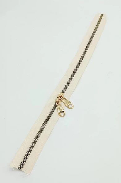 Çanta Aksesuar Çift Başlı Krem Fermuar Light Gold Metal 40 Cm ürün görseli 1