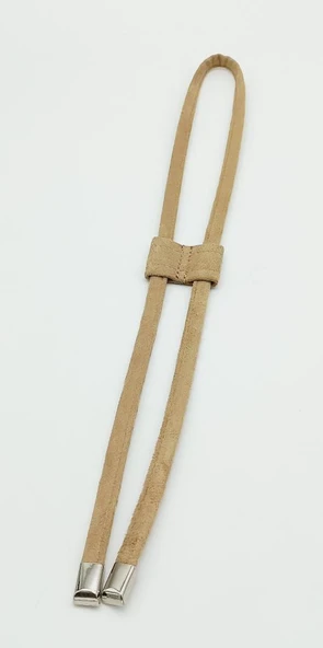 Çanta Aksesuar Bej Renk Suni Deri Nubuk Büzgü Gümüş Metalli ürün görseli 1