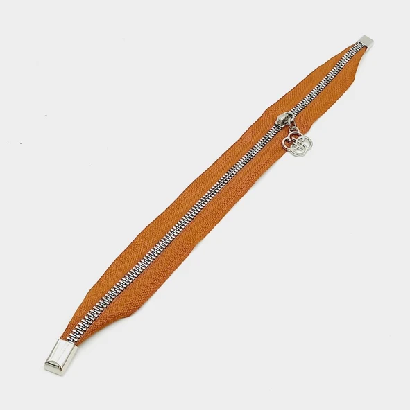 Çanta Aksesuar Taba Renk 35 Cm Stoplu Fermuar Gümüş Metal ürün görseli 1