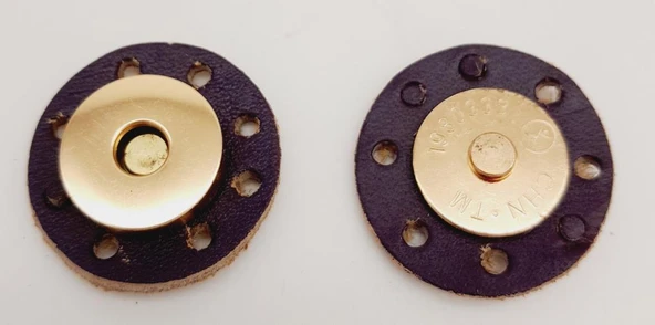 Çanta Aksesuar Gerçek Derili Mıknatıslı Çıtçıt Mor Light Gold Metalli ürün görseli 1