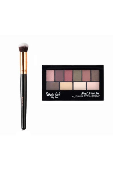 Profesyonel Oval Yapılı Kapatıcı Fırçası 136 + 10'lu Palet Far - 2059 Meet Whıt Me Eyeshadow Autumn ürün görseli 1