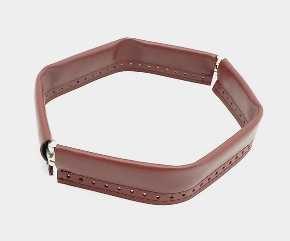 Çanta Aksesuar Bordo Renk Derili Metal Çanta Ağzı 25 Cm ürün görseli 1