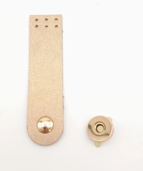 Çanta Aksesuar Gold Renk Tek Kat Suni Deri Kapak 10.5x2.5 cm Light Gold Metal ürün görseli 1
