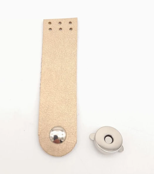 Çanta Aksesuar Gold Renk Tek Kat Suni Deri Kapak 10.5x2.5 cm Gümüş Metal ürün görseli 1