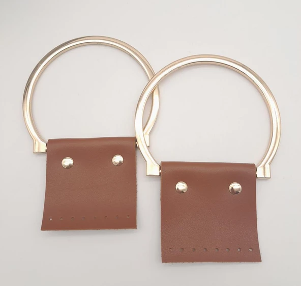 Çanta Aksesuar Taba Suni Derili 11x9 cm Metal Sap Light Gold Metal ürün görseli 1