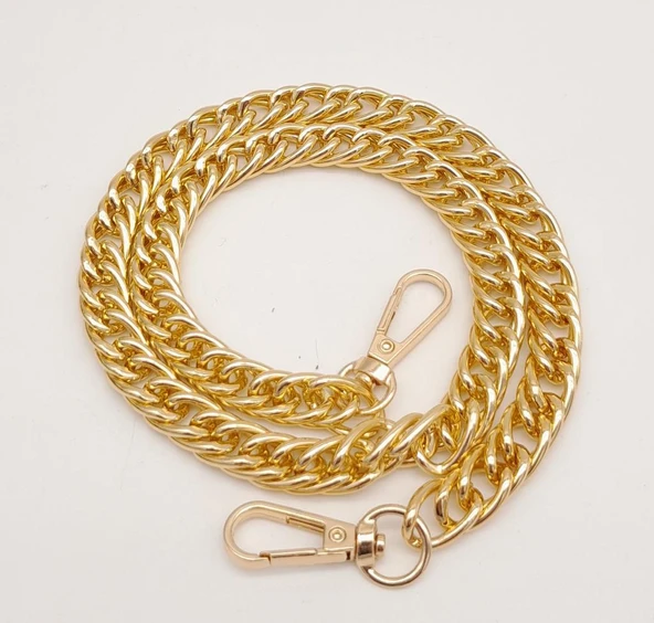 Çanta Aksesuar 60 cm Light Gold Renk Kancalı Çift Halkalı Çanta Zinciri ürün görseli 1