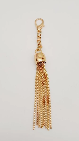 Çanta Aksesuar Light Gold Renk Zincir Uç Kancalı Püskül Süs ürün görseli 1