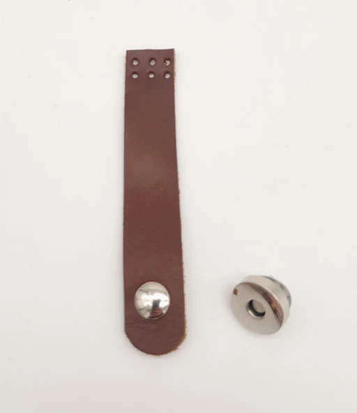 Çanta Aksesuar 11x2 cm Kızıl Kahve Gerçek Deri Düz Çanta Kapağı Gümüş Metalli ürün görseli 1