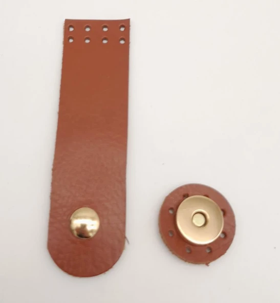 Çanta Aksesuar 11x3 cm Taba Gerçek Deri Düz Çanta Kapağı Light Gold Metalli ürün görseli 1
