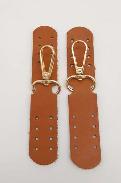 Çanta Aksesuar Gerçek Deri Kanatlı Kancalı Böce Taba Light Gold Metalli ürün görseli 1