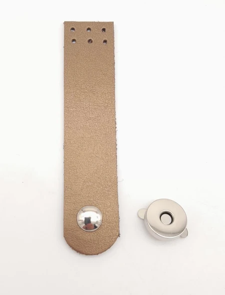 Çanta Aksesuar Bakır Renk Tek Kat Suni Deri Kapak 10.5x2.5 cm Gümüş Metal ürün görseli 1