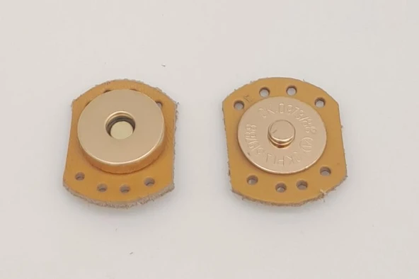 Çanta Aksesuar Hardal Renk Gerçek Derili Oval Kenar Mıknatıslı Çıtçıt Light Gold Metalli ürün görseli 1