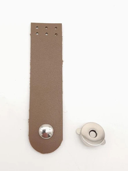 Çanta Aksesuar Vizon Renk Tek Kat Suni Deri Kapak 10.5x2.5 cm Gümüş Metal ürün görseli 1
