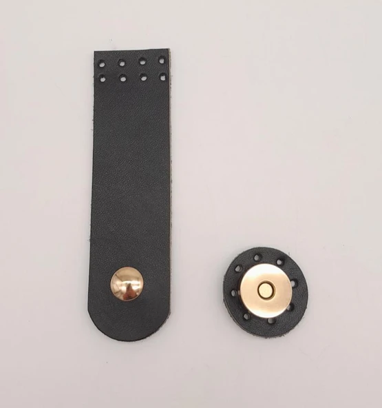 Çanta Aksesuar 11x3 cm Siyah Gerçek Deri Düz Çanta Kapağı Light Gold Metalli ürün görseli 1