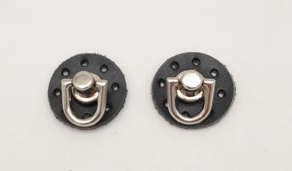 Çanta Aksesuar Siyah Renk Gerçek Deri Çift Küp Askı Gümüş Metal ürün görseli 1
